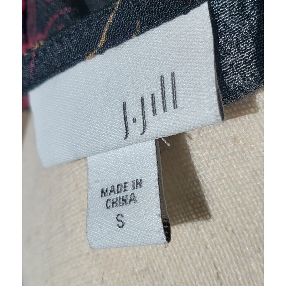 J. Jill Womens Sz S Floral Bird Patterned Rayon Blouse Keyhole Back 3/4 Sleeves - Picture 8 of 10